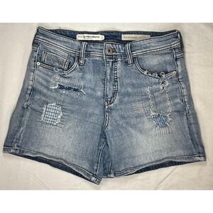 Anthropologie PILCRO Slim Boyfriend Cut Patchwork Denim Jean Shorts Sz 28 Boho